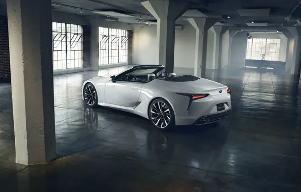 Картинка белый, Lexus, колонны, кабриолет, 2019, LC Convertible Concept