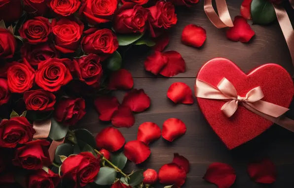 Любовь, цветы, подарок, романтика, сердце, розы, love, happy
