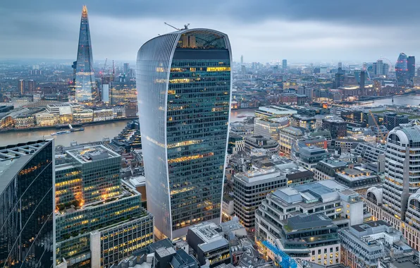 Лондон, небоскребы, Великобритания, мегаполис, London, Great Britain