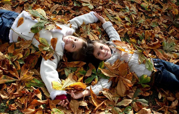 Картинка осень, листья, радость, счастье, природа, дети, настроение, ребенок