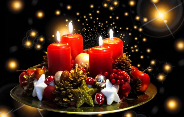 Картинка праздник, яблоки, огоньки, Новый Год, Happy New Year, с новым годом, Merry Christmas, 2022
