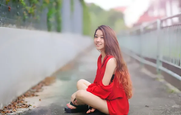 Взгляд, девушка, азиатка