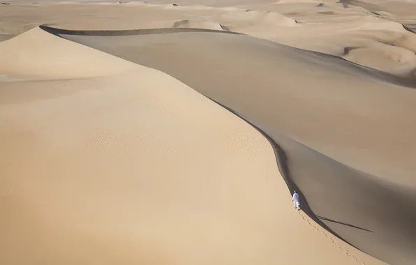 Картинка песок, природа, барханы, пустыня, человек, дюны, сахара