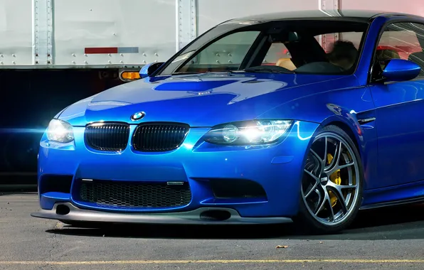 Картинка синий, фары, bmw, бмв, тень, блик, blue, передок