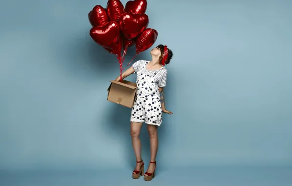 Картинка девушка, поза, воздушные шары