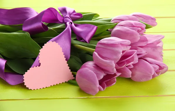 Картинка цветы, букет, тюльпаны, розовые, wood, pink, flowers, beautiful