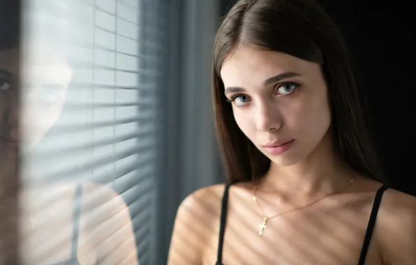 Картинка girl, bokeh, lips, hair, look