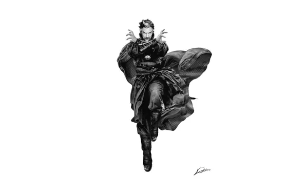 Минимализм, арт, белый фон, маг, Бенедикт Камбербэтч, Benedict Cumberbatch, Doctor Strange, Доктор Стрэндж