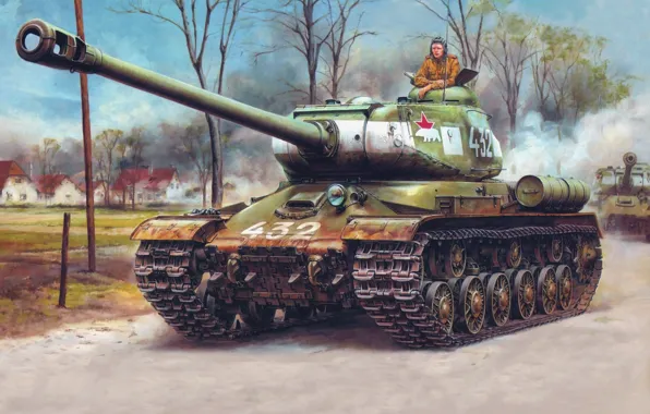 Рисунок, белый медведь, ИС-2, Берлин, РККА, тяжелый танк, ИС-122, Иосиф Сталин