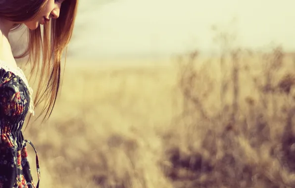 Девушка, волосы, платье, профиль