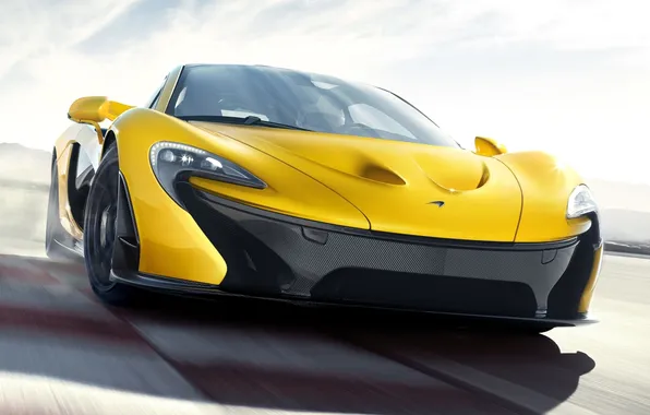 Concept, желтый, фон, McLaren, концепт, суперкар, передок, МакЛарен