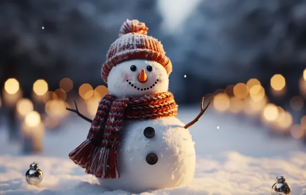 Зима, снег, Рождество, Новый год, снеговик, Christmas, winter, snow