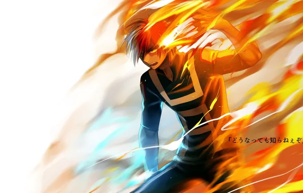 Огонь, аниме, арт, парень, Boku no Hero Academia