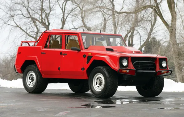 Зима, дорога, авто, снег, Lamborgini LM