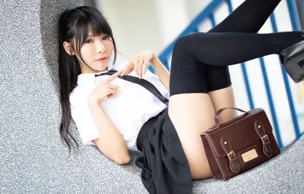 Картинка взгляд, девушка, поза, модель, азиатка