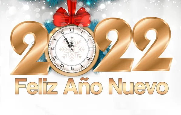 Снег, праздник, часы, новый год, Happy New Year, с новым годом, Merry Christmas, красный бант