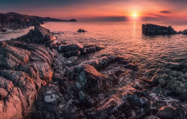 Море, небо, облака, пейзаж, закат, природа