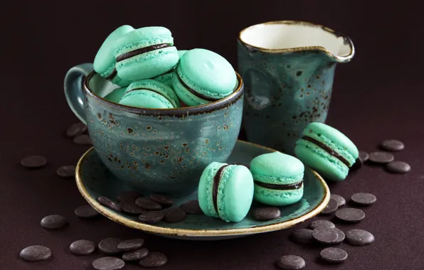 Шоколад, colorful, печенье, чашка, десерт, sweet, dessert, cookies