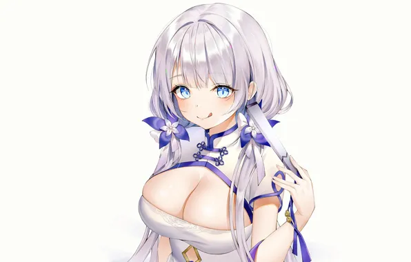 Girl, sexy, cleavage, long hair, dress, boobs, anime, beautiful