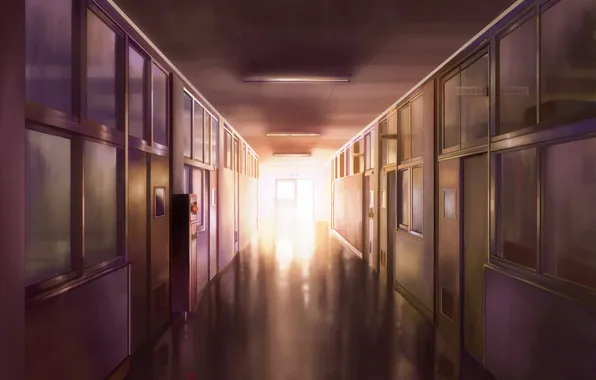 Свет, аниме, коридор