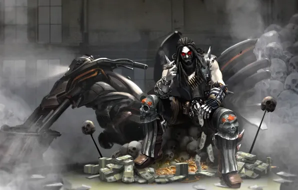 Череп, деньги, DC Comics, Комиксы, Лобо, lobo