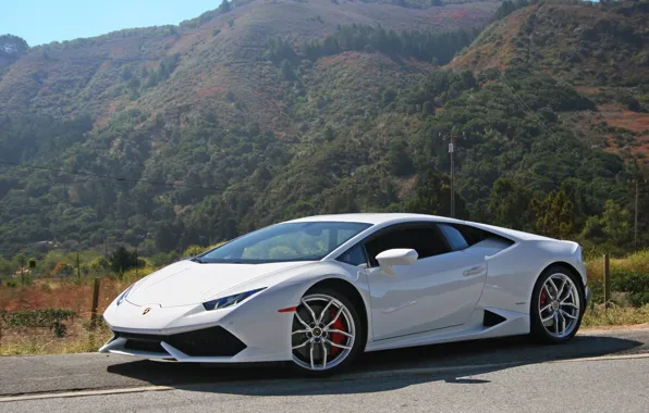 Картинка white, road, lambo, Huracán