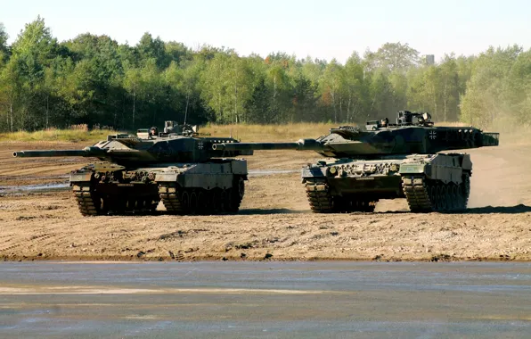 Картинка полигон, учения, Leopard 2A6, ВС Германии, немецкие боевые танки