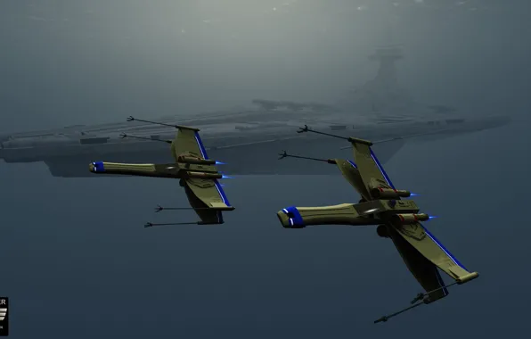 Космос, корабль, аппараты, x-fighter, StarWars is coming