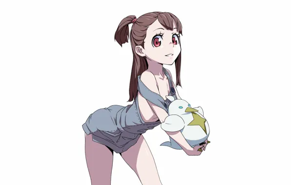 Girl, sexy, cleavage, long hair, brown hair, anime, beautiful, red eyes