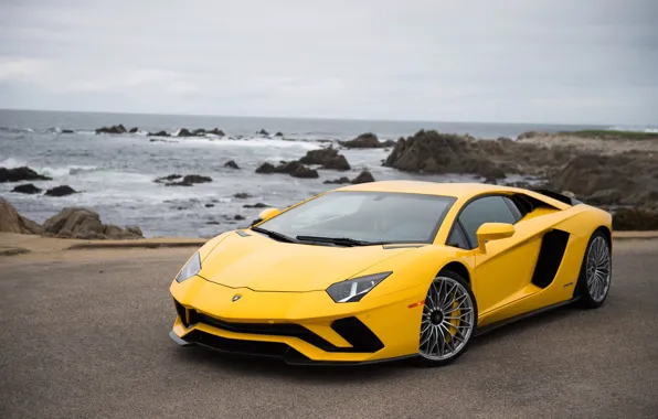Картинка побережье, Lamborghini, суперкар, Aventador S