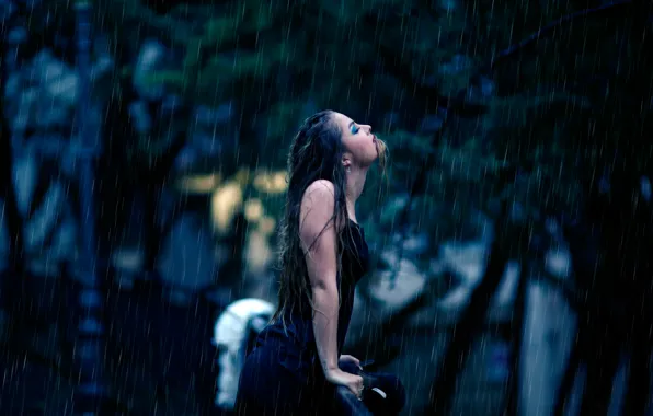 Картинка девушка, дождь, страсть, мокрая, тату, Liberation, Alessandro Di Cicco