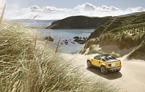 Море, Concept, трава, побережье, Land Rover, ленд ровер, DC100 Sport