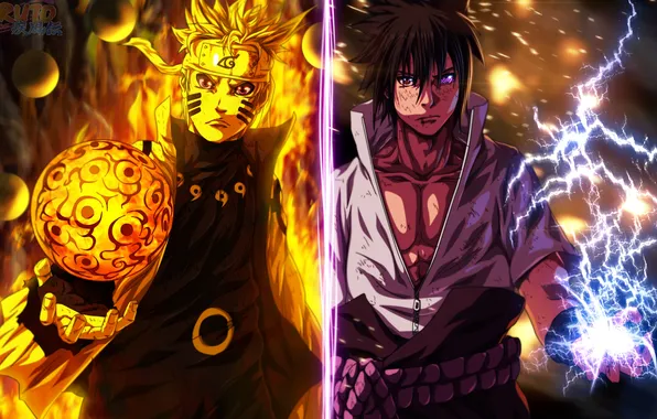 Картинка Sasuke, Naruto, anime, Sasuke Uchiha, Naruto Uzumaki