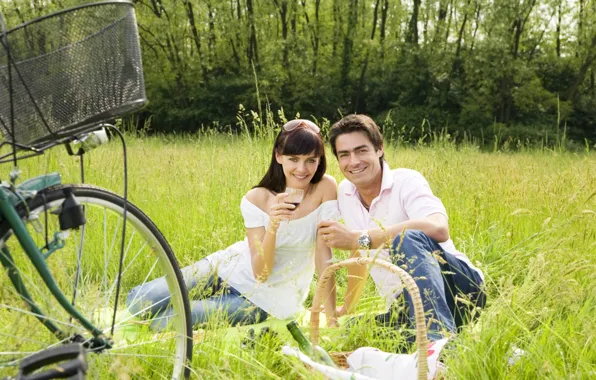 Love, nature, woman, wine, man, couple, glasses, picnic