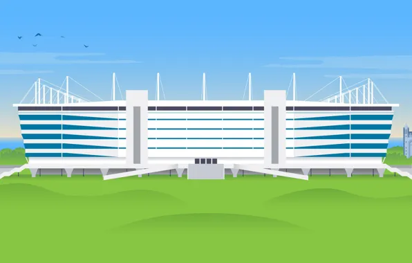 Рисунок, Футбол, Фон, Россия, Арт, Стадион, Stadium, Калининград