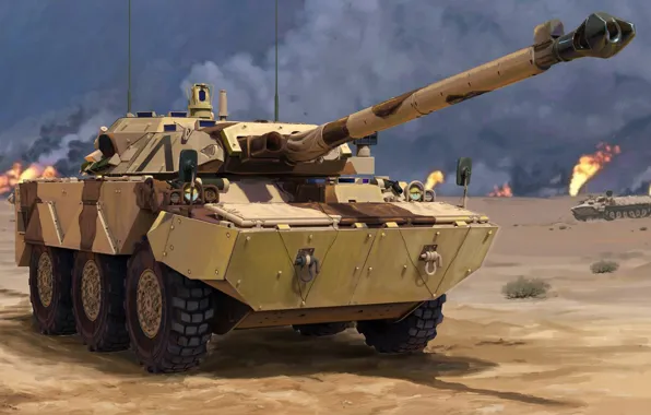 Картинка Франция, истребитель танков, Gulf War, AMX-10RC, французский тяжёлый бронеавтомобиль, Satory Military Vehicles, колесный танк, FRENCH …
