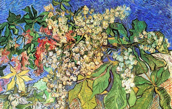 Картинка Vincent van Gogh, Auvers sur Oise, Blossoming Chestnut Branches