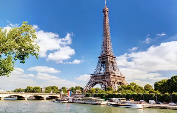 Эйфелева башня, ветка, Мост, Париж.