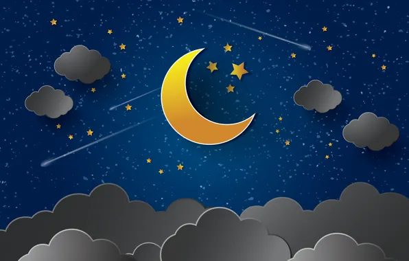 Звезды, ночь, тучи, луна