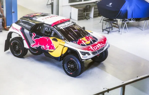 Авто, Машина, Скорость, Peugeot, Red Bull, Rally, Dakar, Дакар