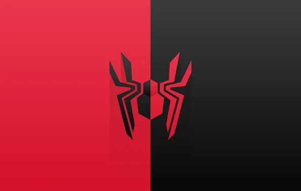 Паук, логотип, Человек-Паук, красно-черное, Spiderman Minimal