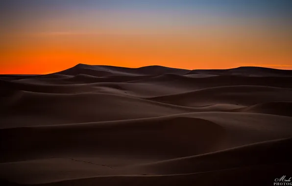 Закат, природа, пустыня, дюны