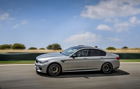 Картинка серый, скорость, BMW, профиль, седан, 4x4, 2018, четырёхдверный