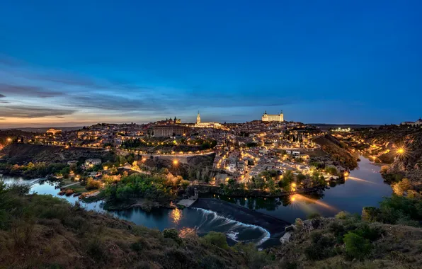 Картинка Дома, Город, Испания, Толедо, Реки