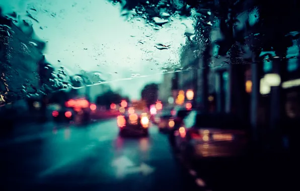 Картинка стекло, город, дождь, улица, Париж