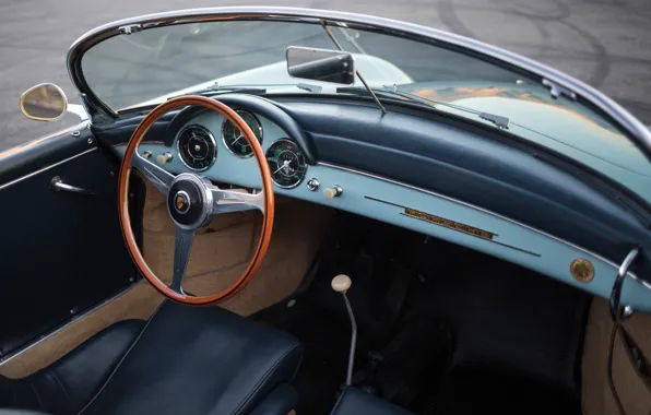 Картинка Porsche, 356, 1958, steering wheel, Porsche 356A 1600 Super Speedster