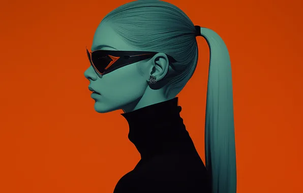 Картинка red, long hair, ponytail, women, blonde, sunglasses, earring, simple background
