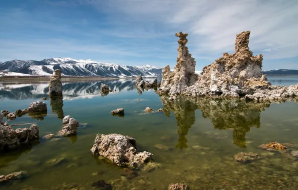 Картинка озеро, камни, пустыня, Природа