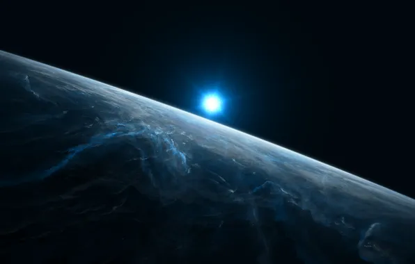 Планета, Космос, Звезда, Свет, Fantasy, Арт, Space, Art