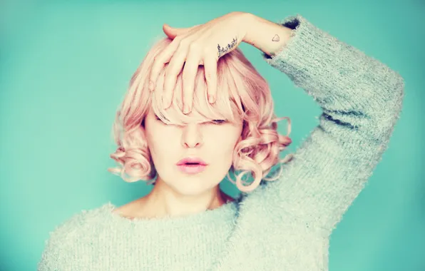 Girl, lips, hair, sweater